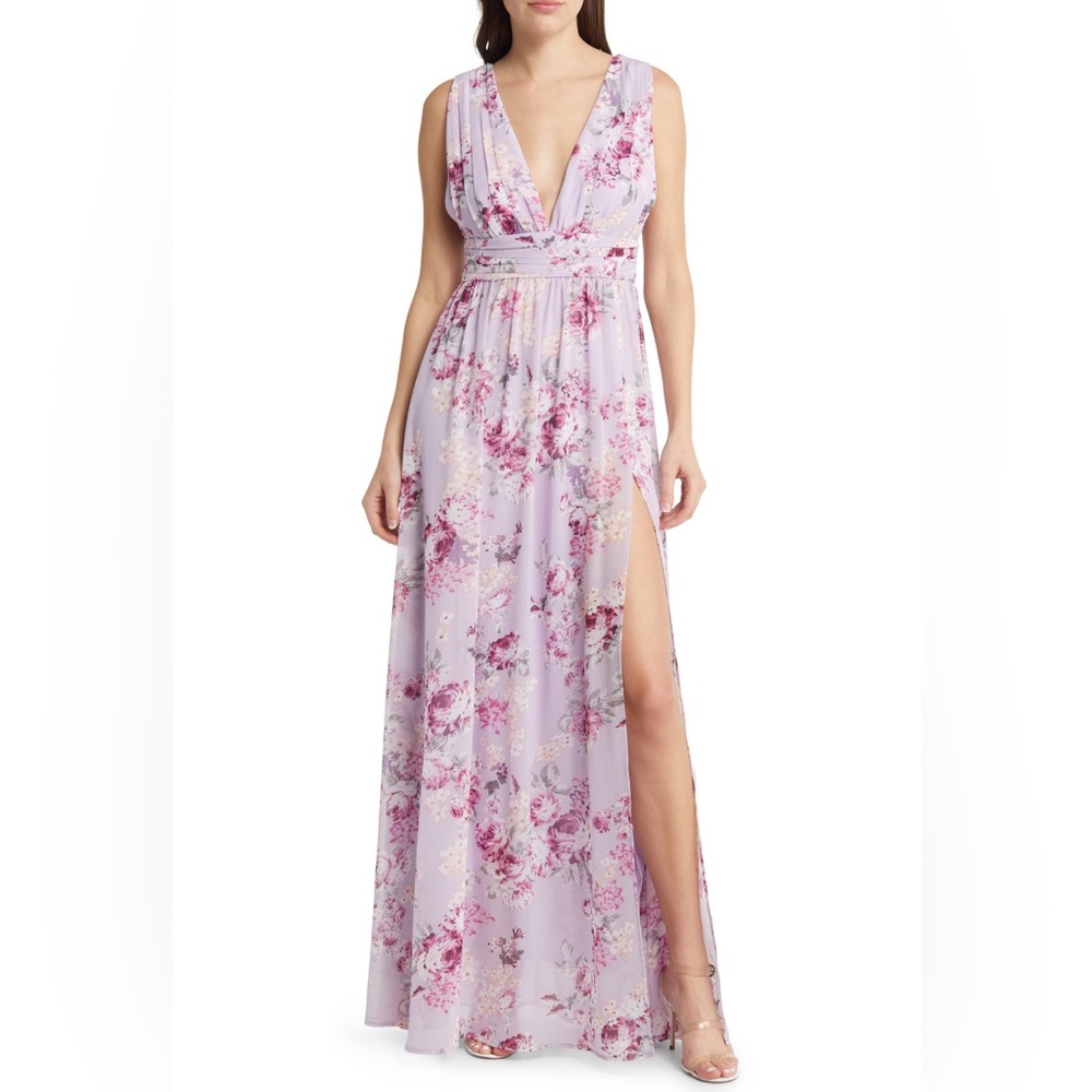 Lulu’s Floral Chiffon Gown